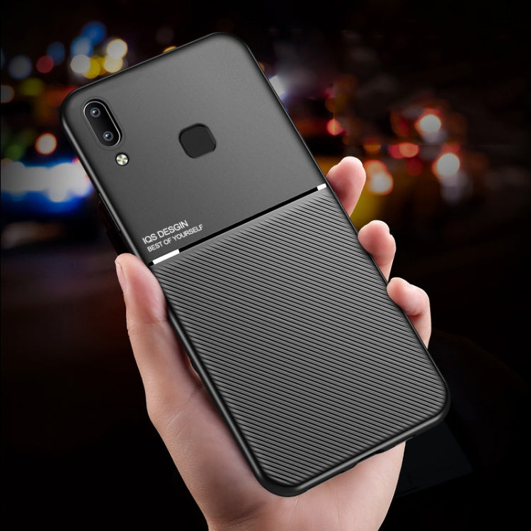 For vivo X21 (Screen Fingerprint) Classic Tilt Strip Grain Magnetic Shockproof PC + TPU Case