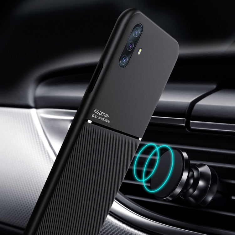 For vivo X30 Classic Tilt Strip Grain Magnetic Shockproof PC + TPU Case