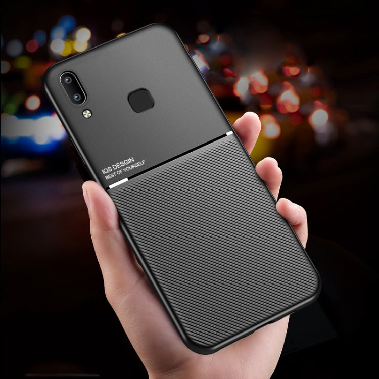 For vivo Y85 Classic Tilt Strip Grain Magnetic Shockproof PC + TPU Case