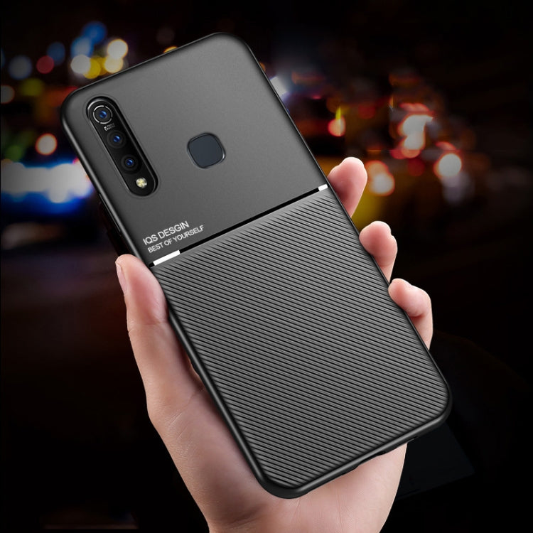 For vivo Z5 Classic Tilt Strip Grain Magnetic Shockproof PC + TPU Case