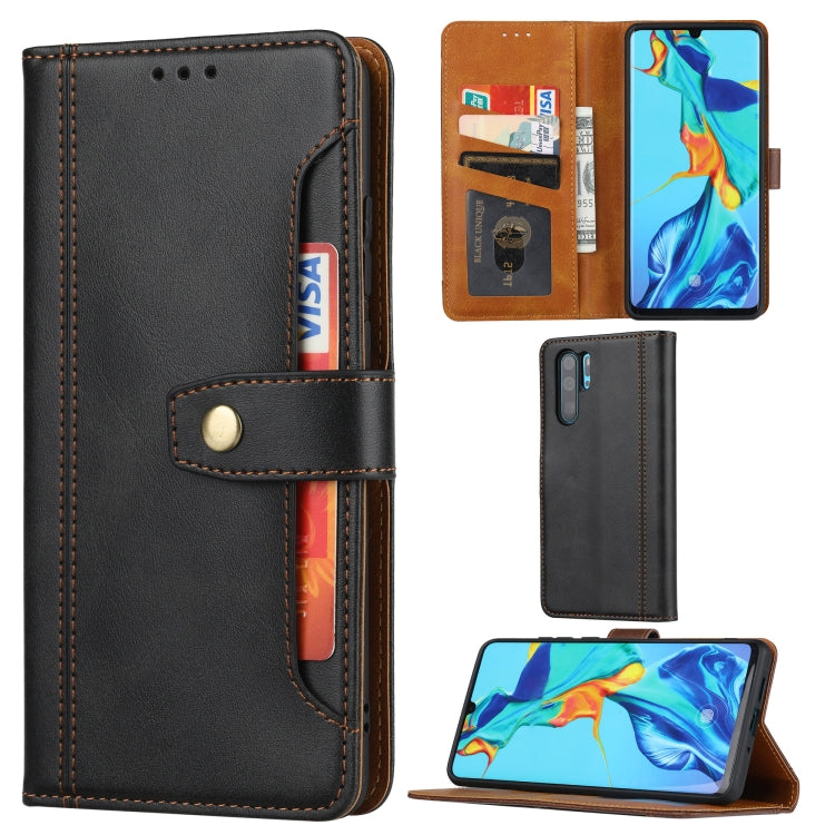 For Huawei P30 Pro Calf Texture Double Fold Clasp Horizontal Flip Leather Case with Photo Frame & Holder & Card Slots & Wallet