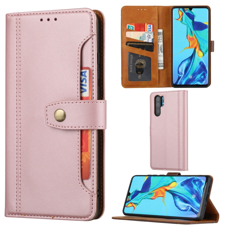 For Huawei P30 Pro Calf Texture Double Fold Clasp Horizontal Flip Leather Case with Photo Frame & Holder & Card Slots & Wallet