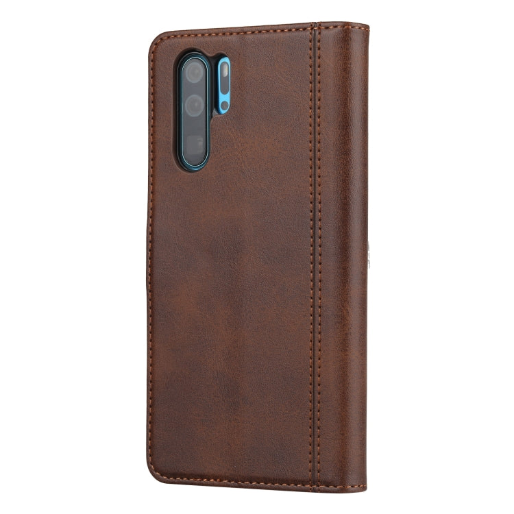 For Huawei P30 Pro Calf Texture Double Fold Clasp Horizontal Flip Leather Case with Photo Frame & Holder & Card Slots & Wallet