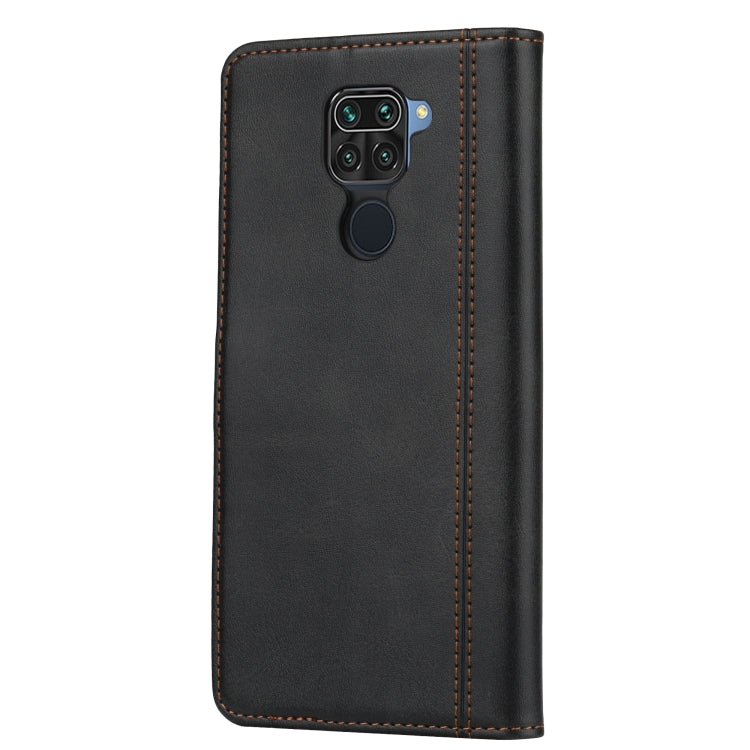 For Xiaomi Redmi Note 9 Calf Texture Double Fold Clasp Horizontal Flip Leather Case with Photo Frame & Holder & Card Slots & Wallet