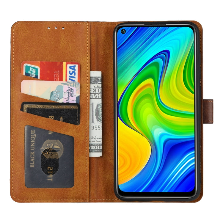 For Xiaomi Redmi Note 9 Calf Texture Double Fold Clasp Horizontal Flip Leather Case with Photo Frame & Holder & Card Slots & Wallet