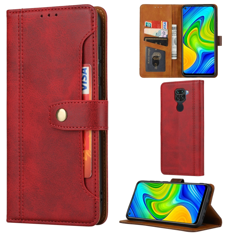 For Xiaomi Redmi Note 9 Calf Texture Double Fold Clasp Horizontal Flip Leather Case with Photo Frame & Holder & Card Slots & Wallet