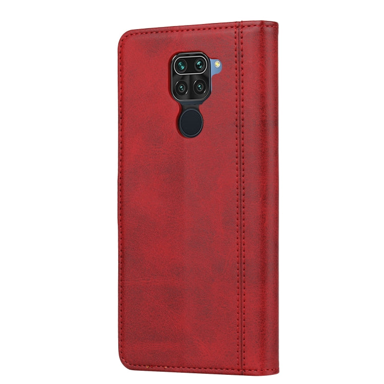 For Xiaomi Redmi Note 9 Calf Texture Double Fold Clasp Horizontal Flip Leather Case with Photo Frame & Holder & Card Slots & Wallet