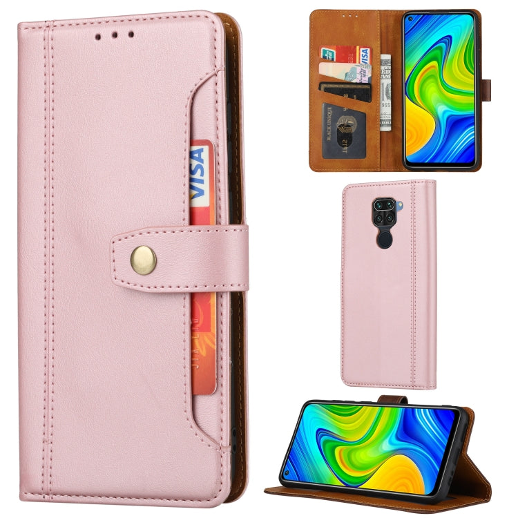 For Xiaomi Redmi Note 9 Calf Texture Double Fold Clasp Horizontal Flip Leather Case with Photo Frame & Holder & Card Slots & Wallet