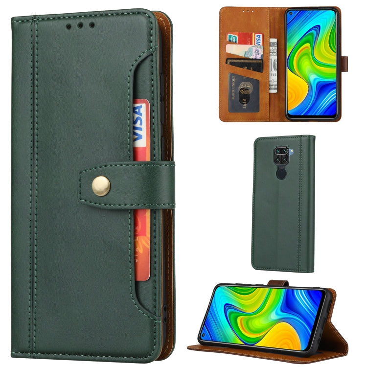 For Xiaomi Redmi Note 9 Calf Texture Double Fold Clasp Horizontal Flip Leather Case with Photo Frame & Holder & Card Slots & Wallet