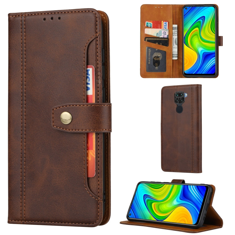 For Xiaomi Redmi Note 9 Calf Texture Double Fold Clasp Horizontal Flip Leather Case with Photo Frame & Holder & Card Slots & Wallet