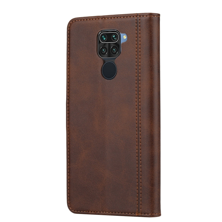 For Xiaomi Redmi Note 9 Calf Texture Double Fold Clasp Horizontal Flip Leather Case with Photo Frame & Holder & Card Slots & Wallet