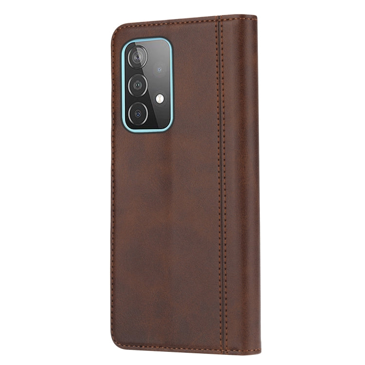 For Samsung Galaxy A52 5G / 4G Calf Texture Double Fold Clasp Horizontal Flip Leather Case with Photo Frame & Holder & Card Slots & Wallet