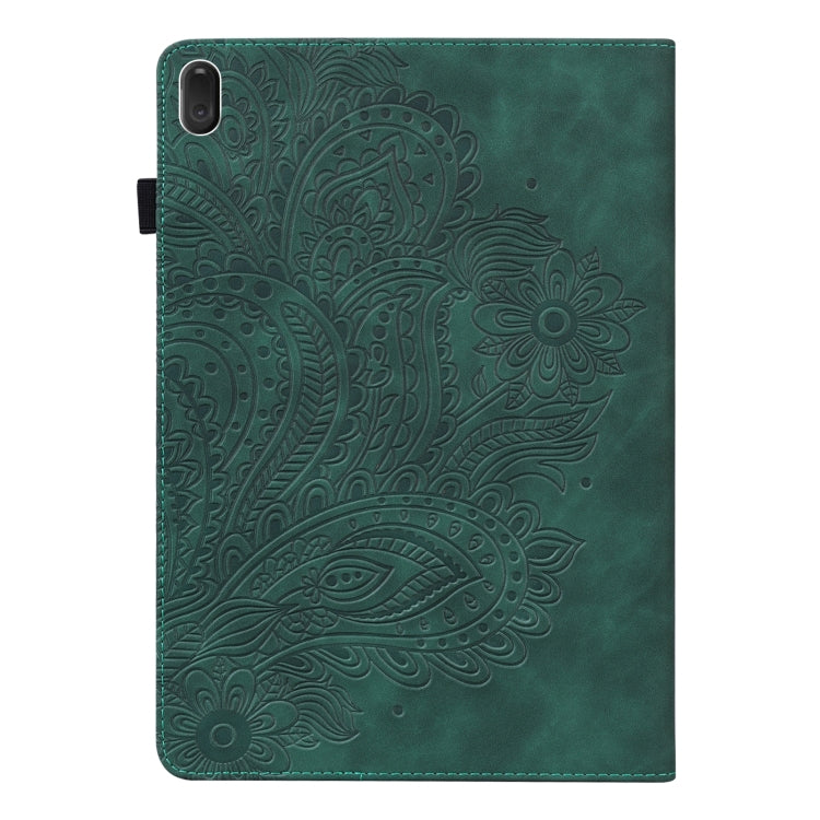 For Lenovo E10 Peacock Embossed Pattern TPU + PU Horizontal Flip Leather Case with Holder & Card Slots & Wallet & Sleep / Wake-up Function