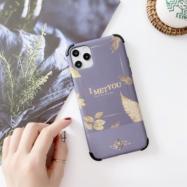 For iPhone 12 mini IMD Leaf Pattern Shockproof TPU Protective Case
