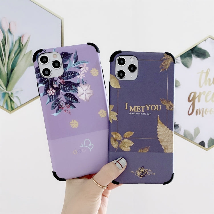 For iPhone 12 mini IMD Leaf Pattern Shockproof TPU Protective Case
