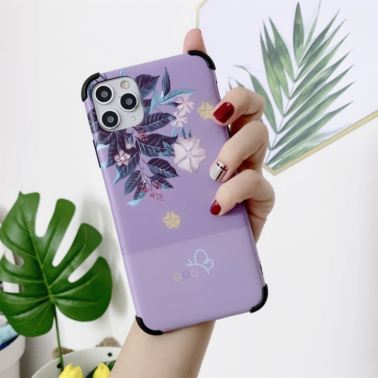 For iPhone 12 IMD Leaf Pattern Shockproof TPU Protective Case