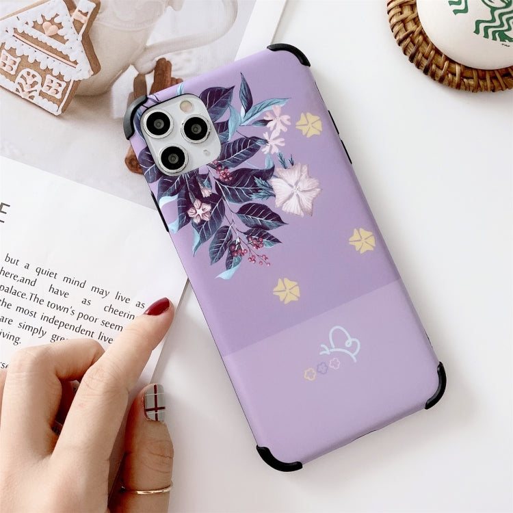 For iPhone 12 Pro IMD Leaf Pattern Shockproof TPU Protective Case