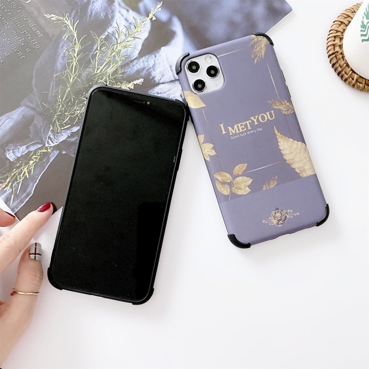 For iPhone 12 Pro IMD Leaf Pattern Shockproof TPU Protective Case