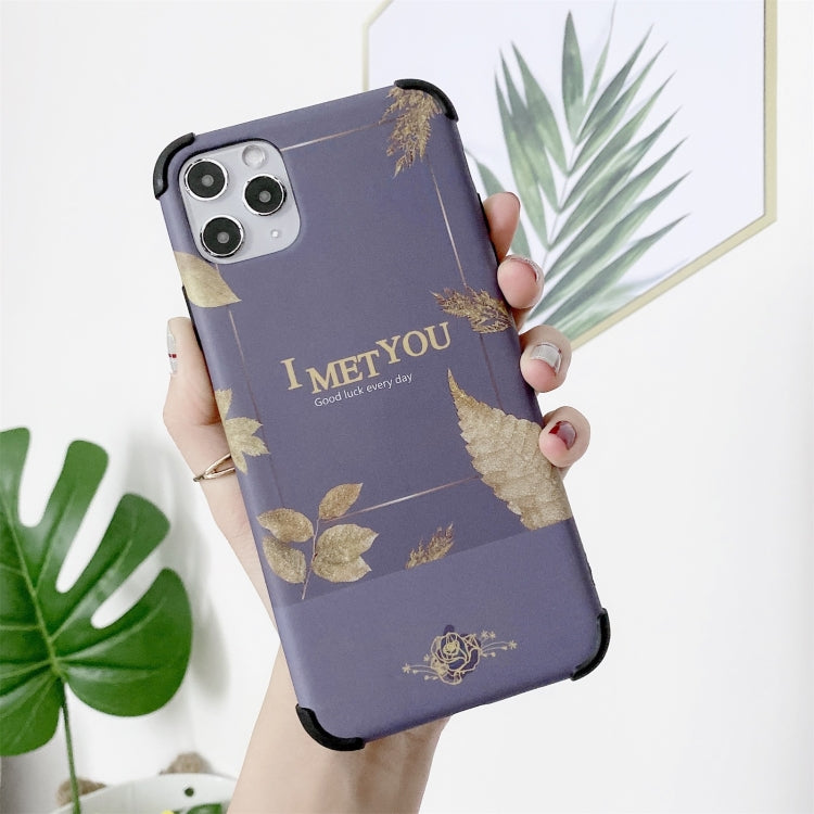 For iPhone 11 Pro IMD Leaf Pattern Shockproof TPU Protective Case