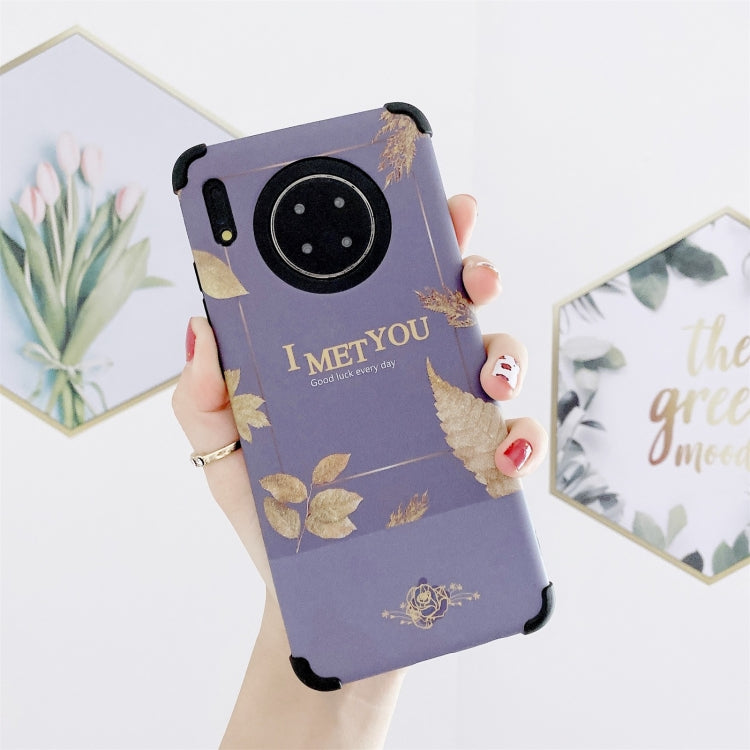 For Huawei Mate 30 Pro IMD Leaf Pattern Shockproof TPU Protective Case