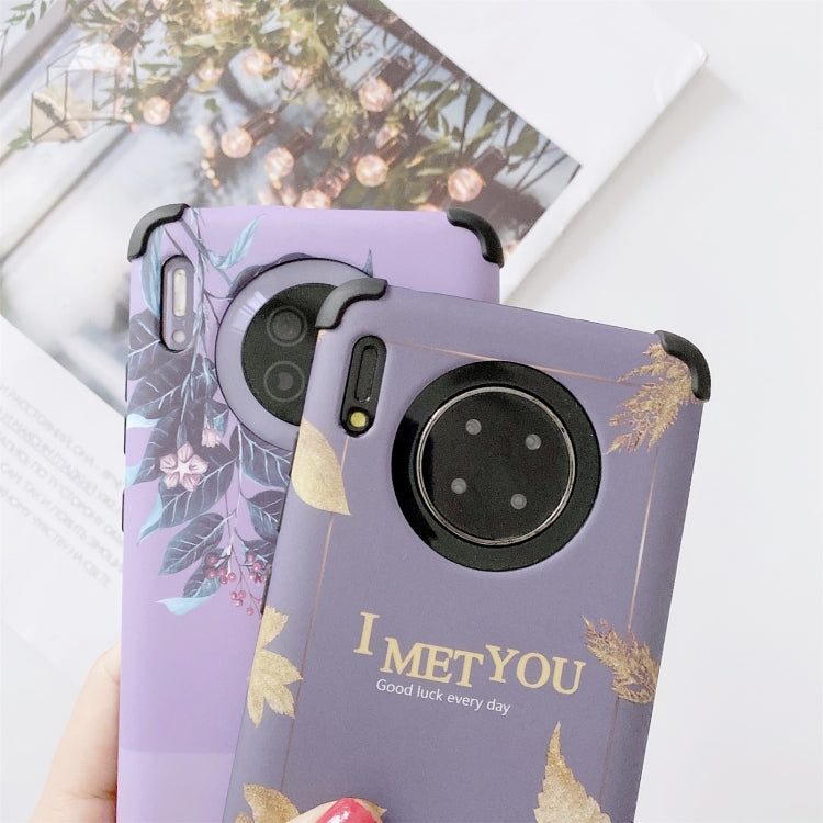 For Huawei Mate 30 Pro IMD Leaf Pattern Shockproof TPU Protective Case