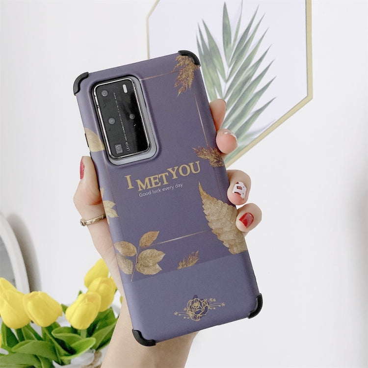 For Huawei P40 IMD Leaf Pattern Shockproof TPU Protective Case