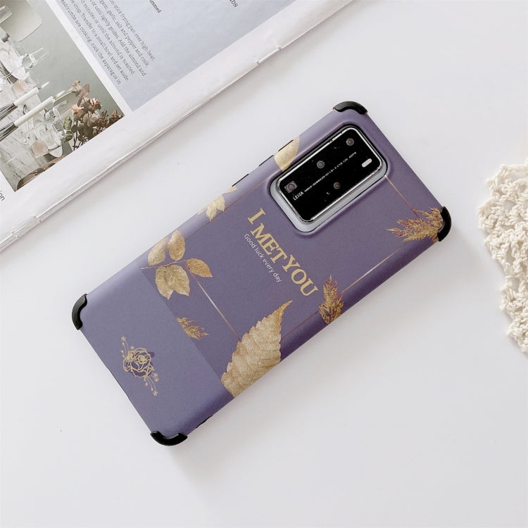 For Huawei P40 IMD Leaf Pattern Shockproof TPU Protective Case