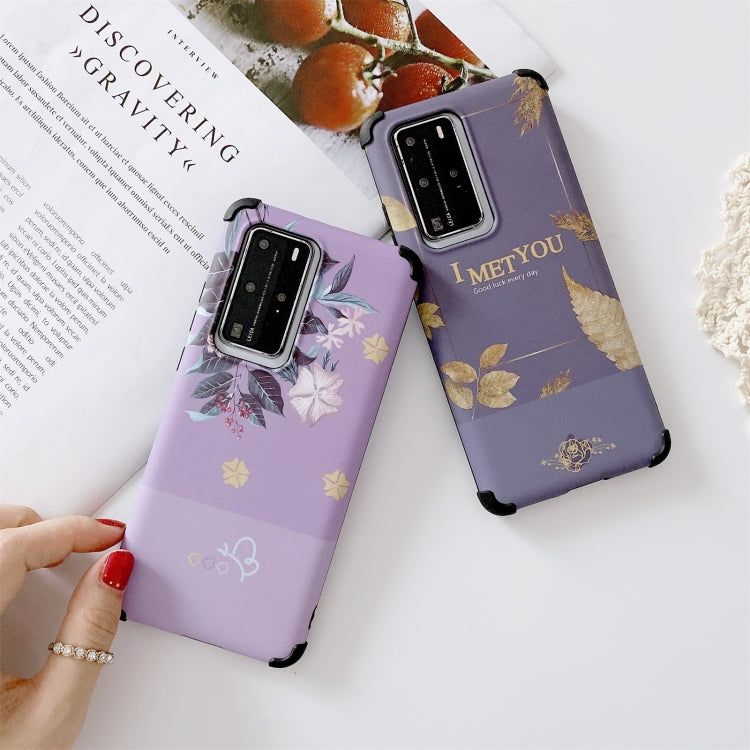 For Huawei P40 Pro IMD Leaf Pattern Shockproof TPU Protective Case