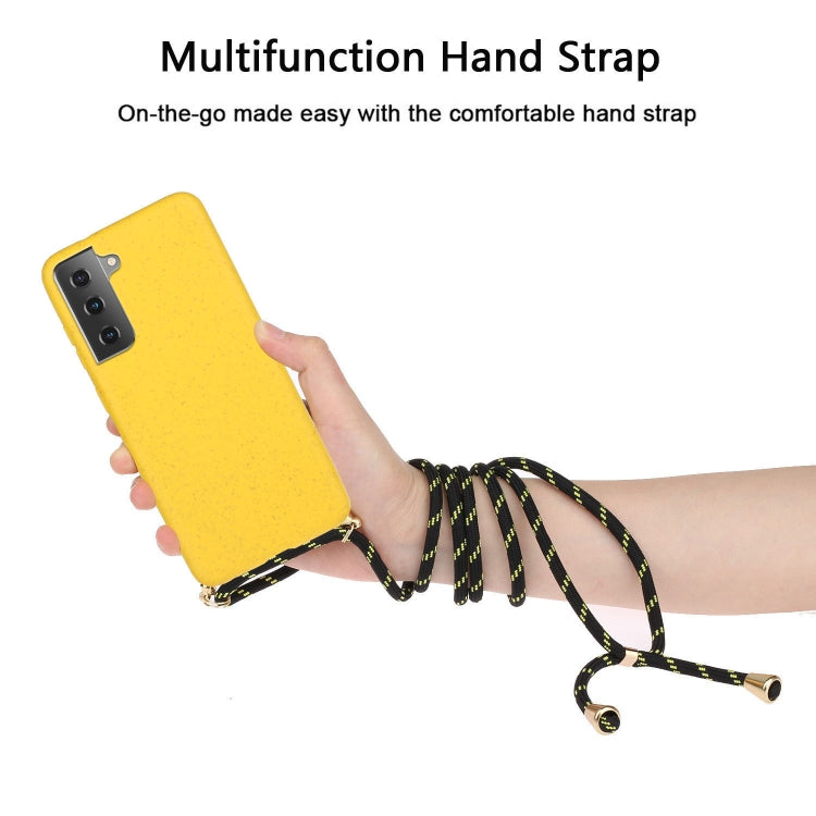 For Samsung Galaxy S21 5G Wheat Straw Material + TPU Protective Case with Lanyard