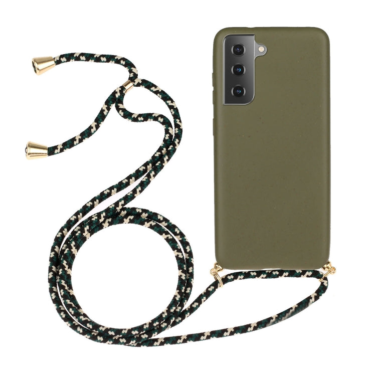 For Samsung Galaxy S21 5G Wheat Straw Material + TPU Protective Case with Lanyard