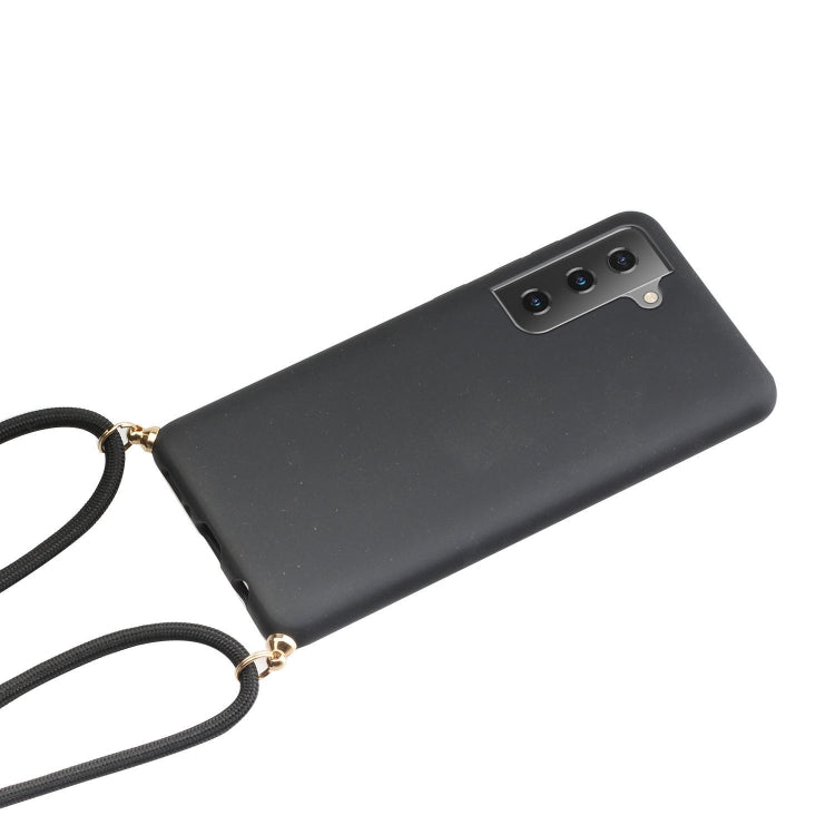 For Samsung Galaxy S21 5G Wheat Straw Material + TPU Protective Case with Lanyard