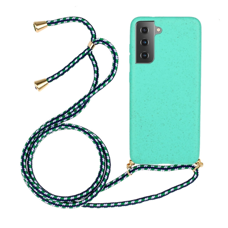 For Samsung Galaxy S21 5G Wheat Straw Material + TPU Protective Case with Lanyard