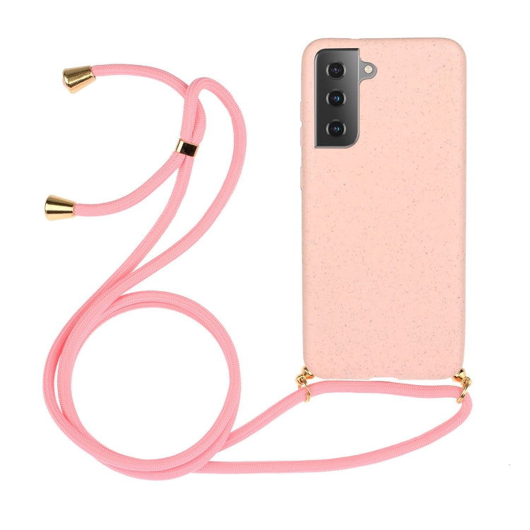 For Samsung Galaxy S21 5G Wheat Straw Material + TPU Protective Case with Lanyard