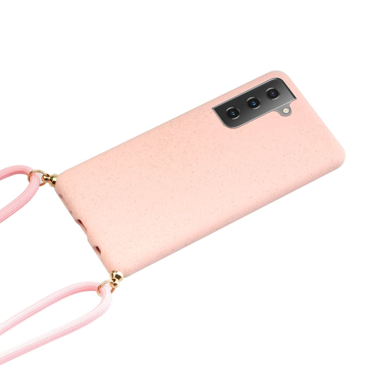 For Samsung Galaxy S21 5G Wheat Straw Material + TPU Protective Case with Lanyard