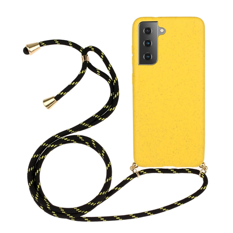 For Samsung Galaxy S21+ 5G Wheat Straw Material + TPU Protective Case with Lanyard