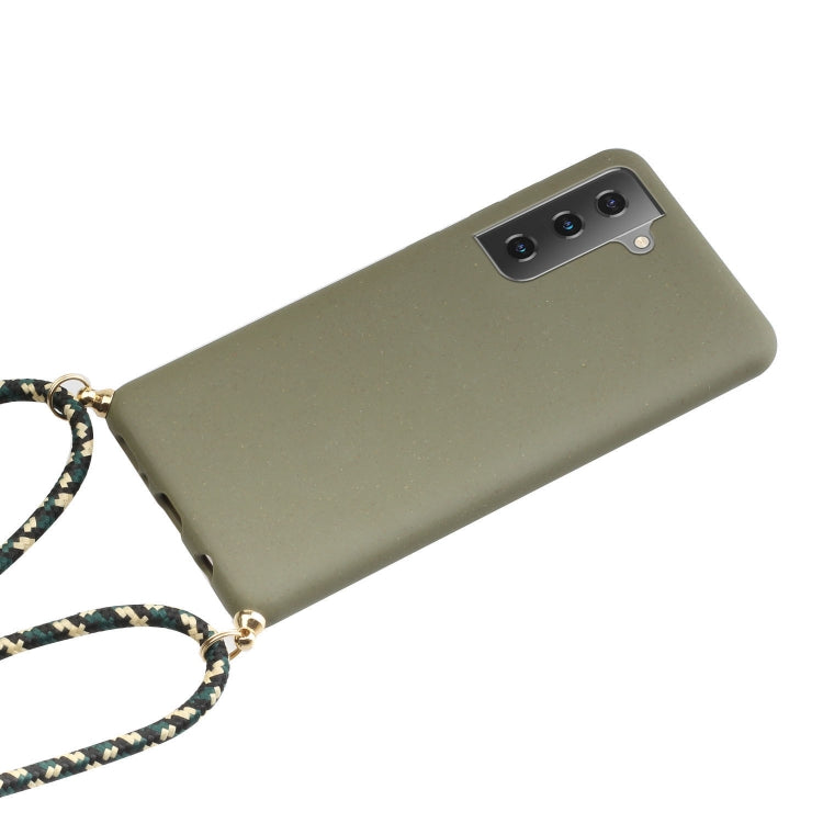 For Samsung Galaxy S21+ 5G Wheat Straw Material + TPU Protective Case with Lanyard