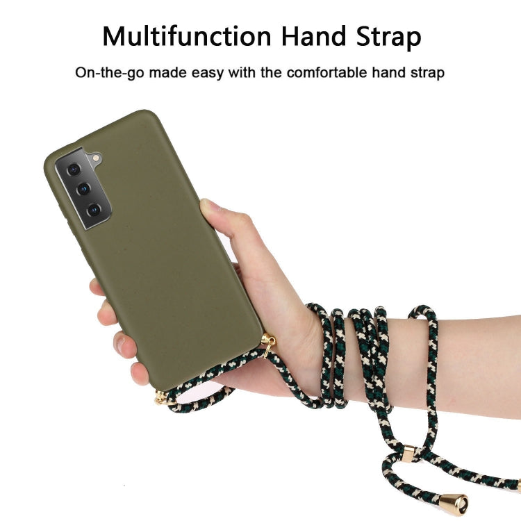 For Samsung Galaxy S21+ 5G Wheat Straw Material + TPU Protective Case with Lanyard