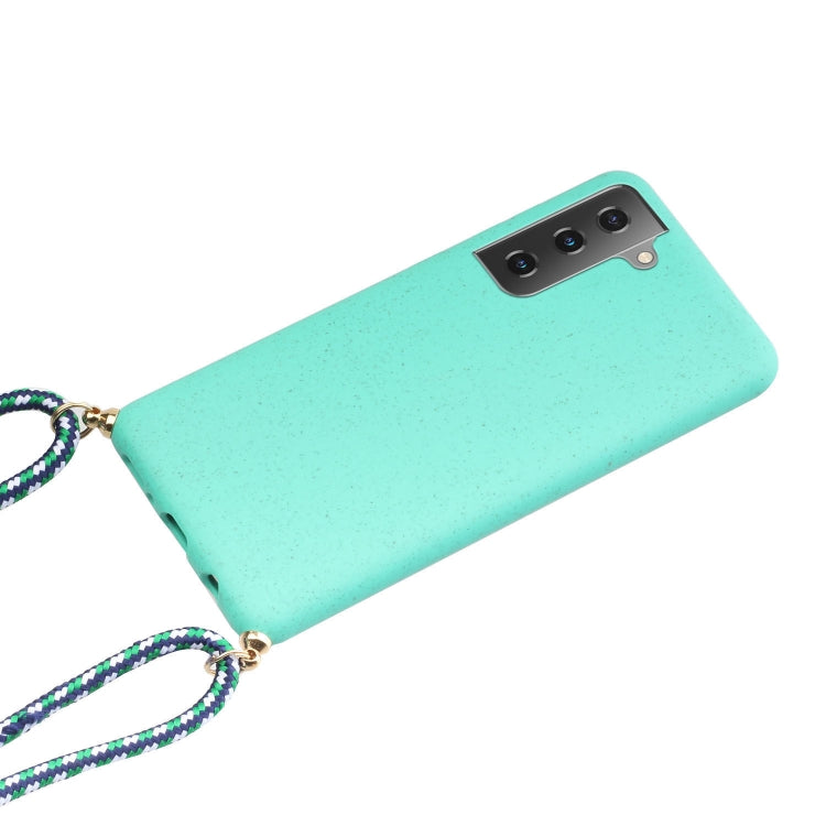 For Samsung Galaxy S21+ 5G Wheat Straw Material + TPU Protective Case with Lanyard