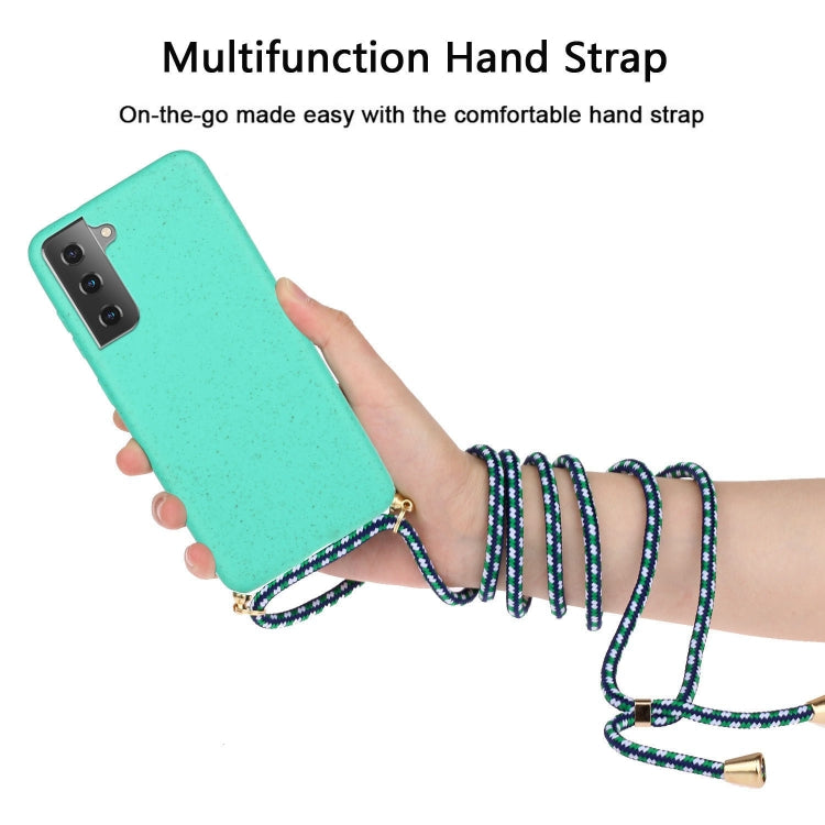 For Samsung Galaxy S21+ 5G Wheat Straw Material + TPU Protective Case with Lanyard
