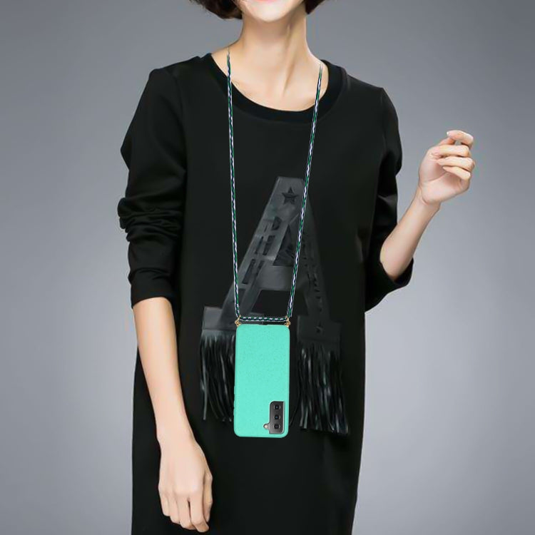 For Samsung Galaxy S21+ 5G Wheat Straw Material + TPU Protective Case with Lanyard