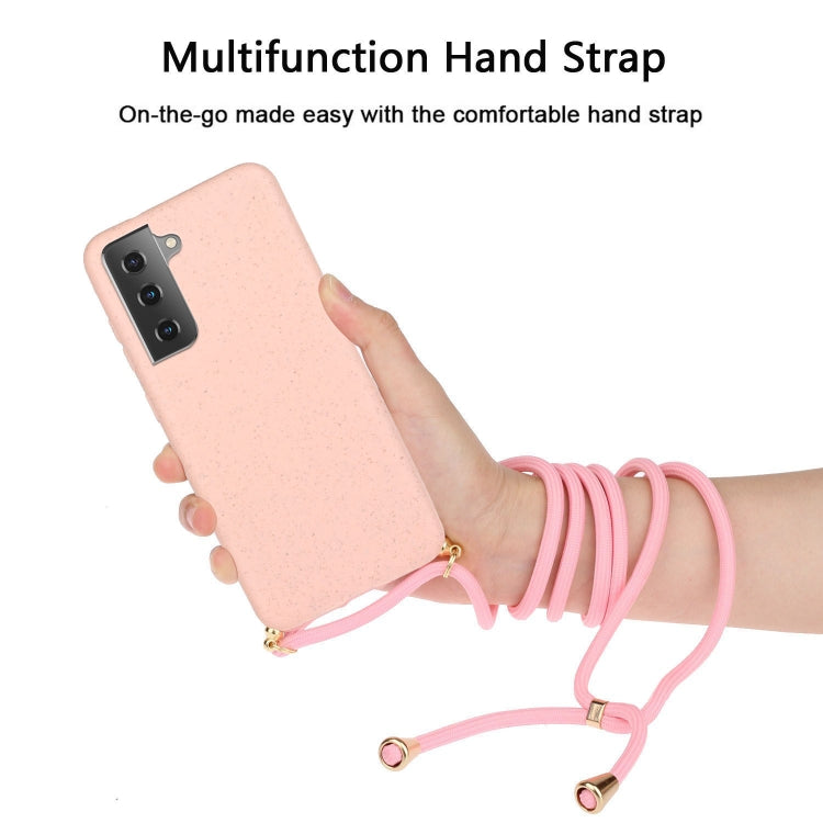 For Samsung Galaxy S21+ 5G Wheat Straw Material + TPU Protective Case with Lanyard