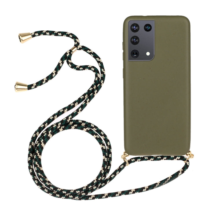 For Samsung Galaxy S21 Ultra 5G Wheat Straw Material + TPU Protective Case with Lanyard