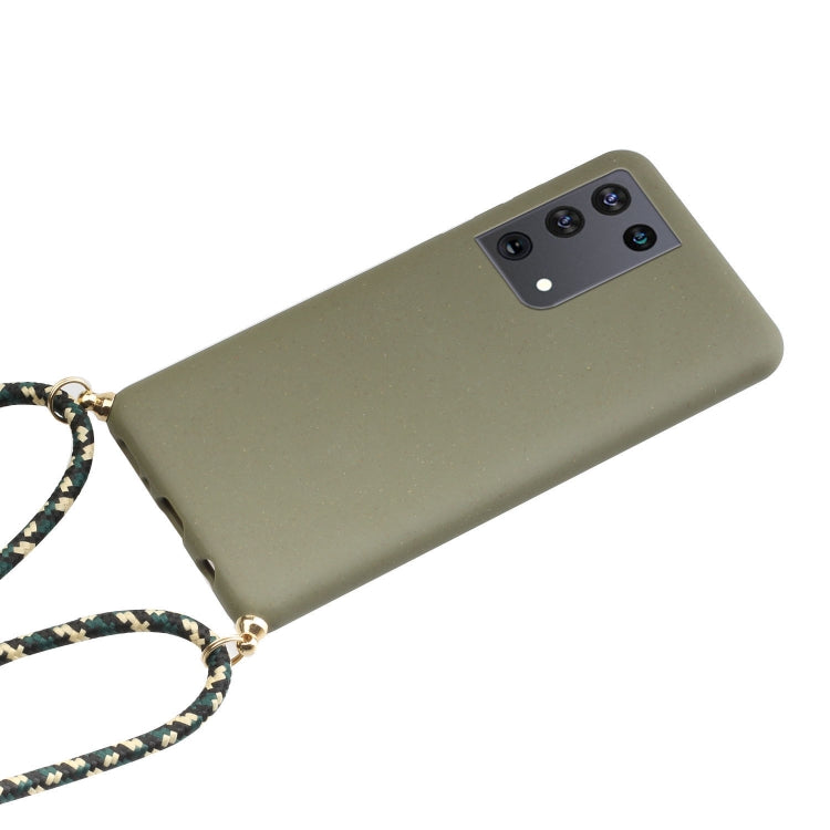 For Samsung Galaxy S21 Ultra 5G Wheat Straw Material + TPU Protective Case with Lanyard