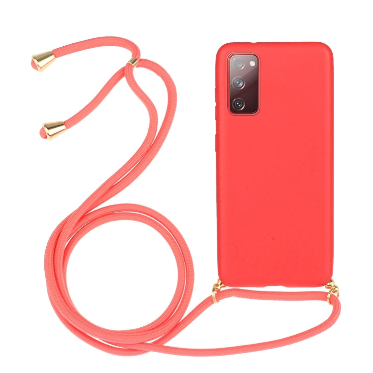 For Samsung Galaxy S20 FE Wheat Straw Material + TPU Protective Case with Lanyard