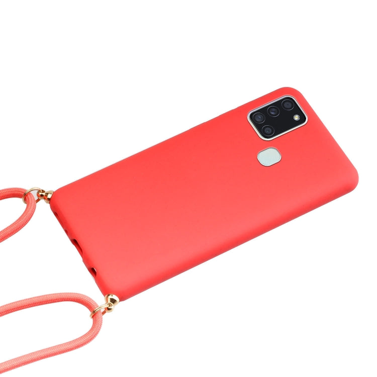 For Samsung Galaxy A21s Wheat Straw Material + TPU Protective Case with Lanyard