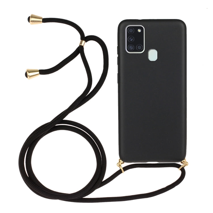 For Samsung Galaxy A21s Wheat Straw Material + TPU Protective Case with Lanyard