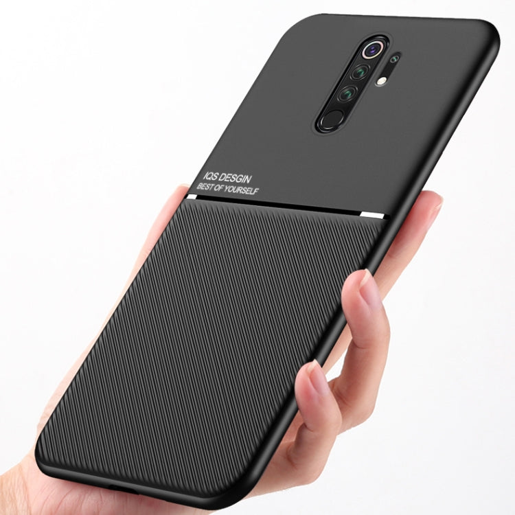 For Xiaomi Redmi Note 8 Pro Classic Tilt Strip Grain Magnetic Shockproof PC + TPU Case