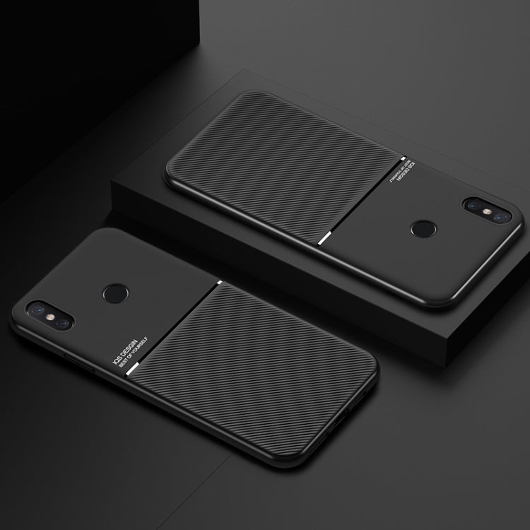 For Xiaomi Mi 8 Fingerprint Identification Classic Tilt Strip Grain Magnetic Shockproof PC + TPU Case