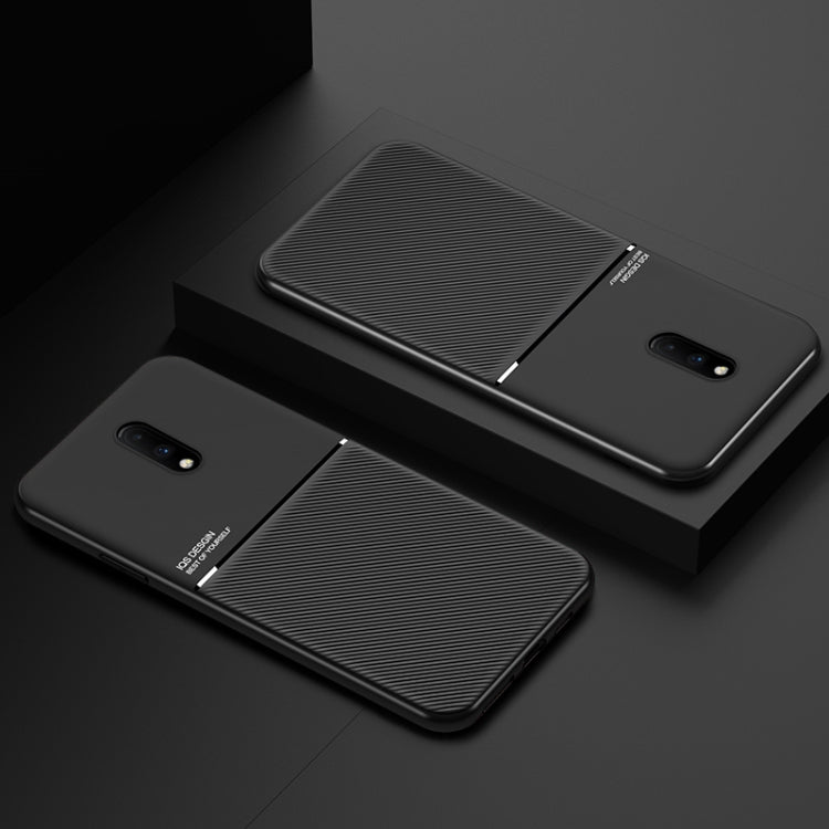 For OnePlus 7 Classic Tilt Strip Grain Magnetic Shockproof PC + TPU Case