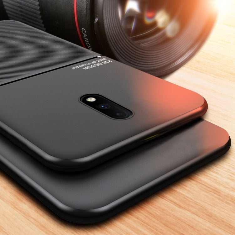 For OnePlus 7 Classic Tilt Strip Grain Magnetic Shockproof PC + TPU Case